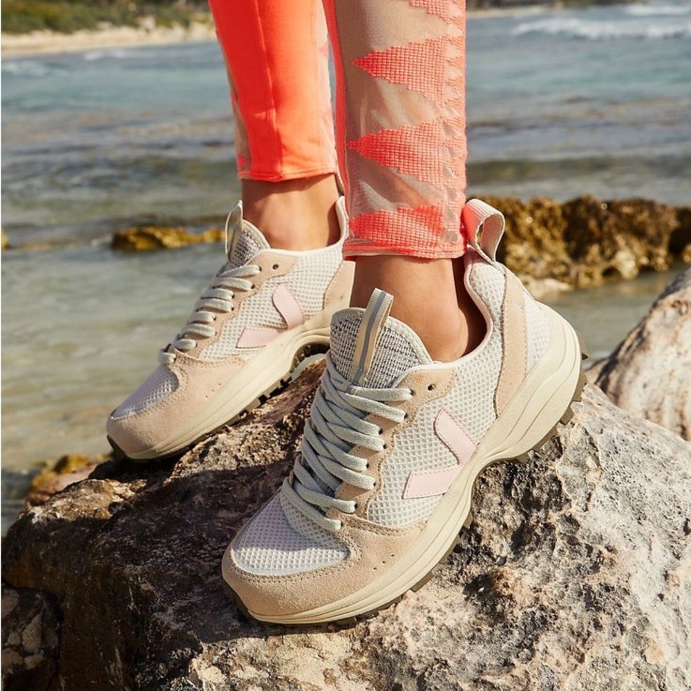Veja Beige and Pink Athletic Shoes